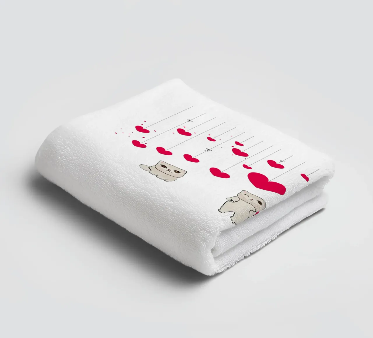 Cuori e stelle appesi con un simpatico gatto asciugamano da bagno da gulsengunel