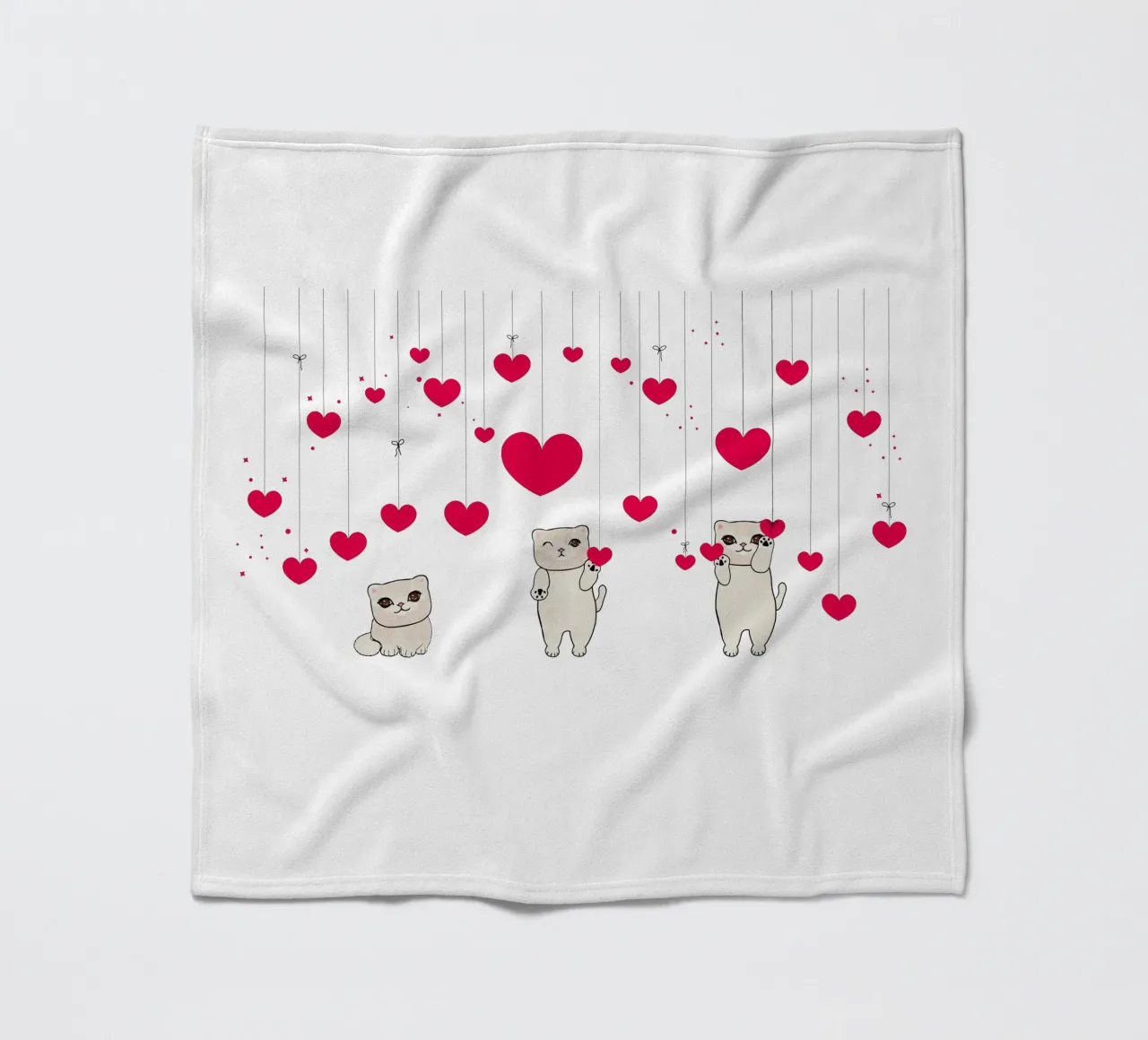 Cuori e stelle appesi con un simpatico gatto coperta in pile da gulsengunel