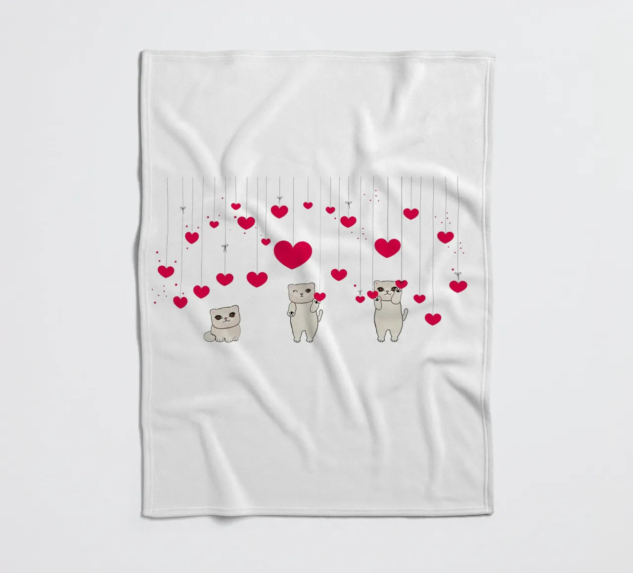 Cuori e stelle appesi con un simpatico gatto coperta in pile da gulsengunel