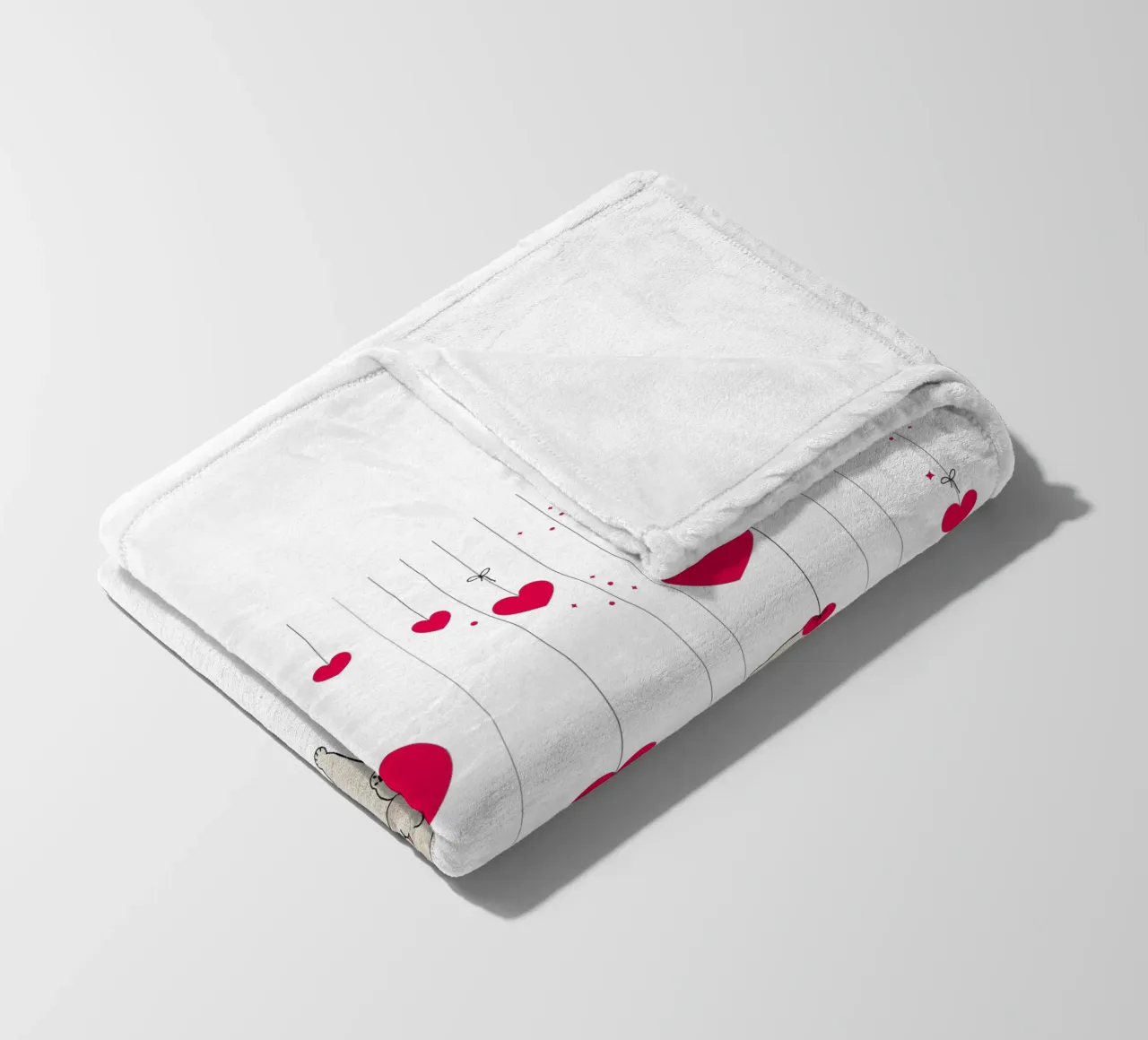 Cuori e stelle appesi con un simpatico gatto coperta in pile da gulsengunel