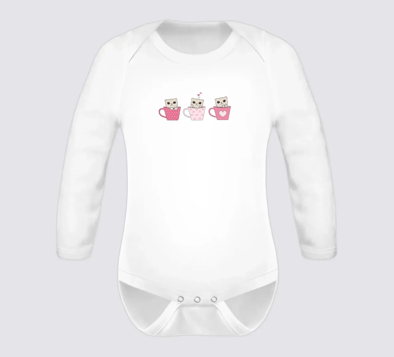 Simpatici gattini con tazze di caffè design di San Valentino body neonato maniche lunghe da gulsengunel