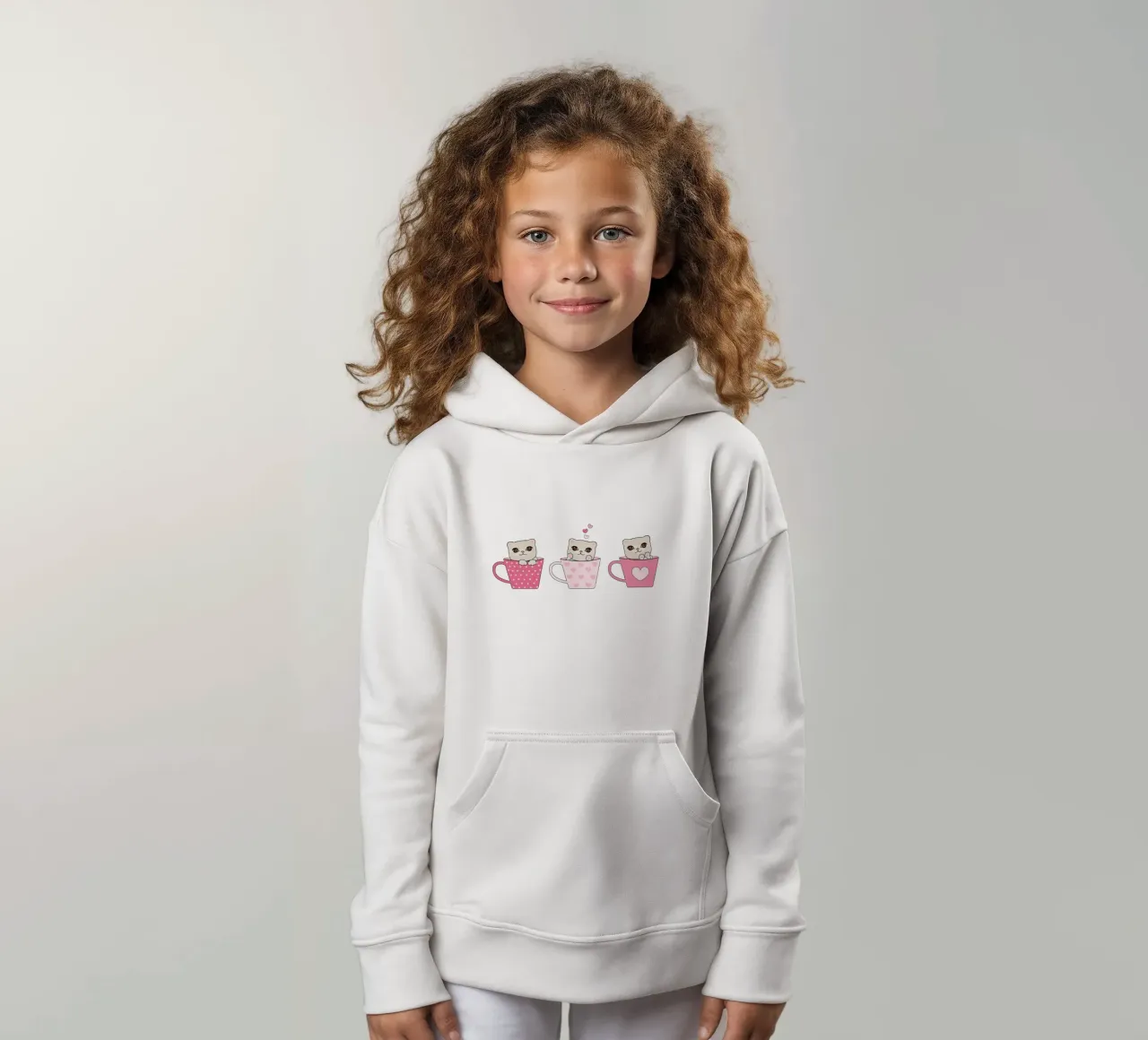 Simpatici gattini con tazze di caffè design di San Valentino felpa bambino con cappuccio da gulsengunel