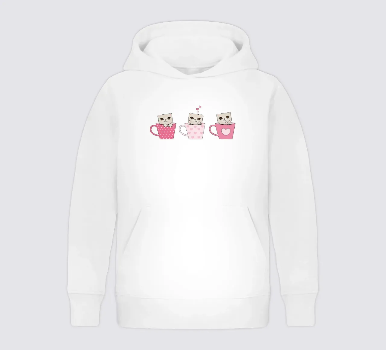 Simpatici gattini con tazze di caffè design di San Valentino felpa bambino con cappuccio da gulsengunel