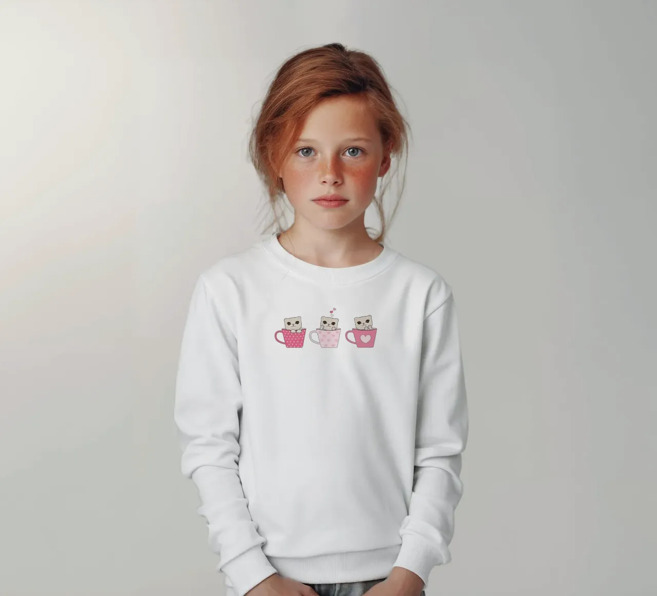 Simpatici gattini con tazze di caffè design di San Valentino felpa bambino da gulsengunel