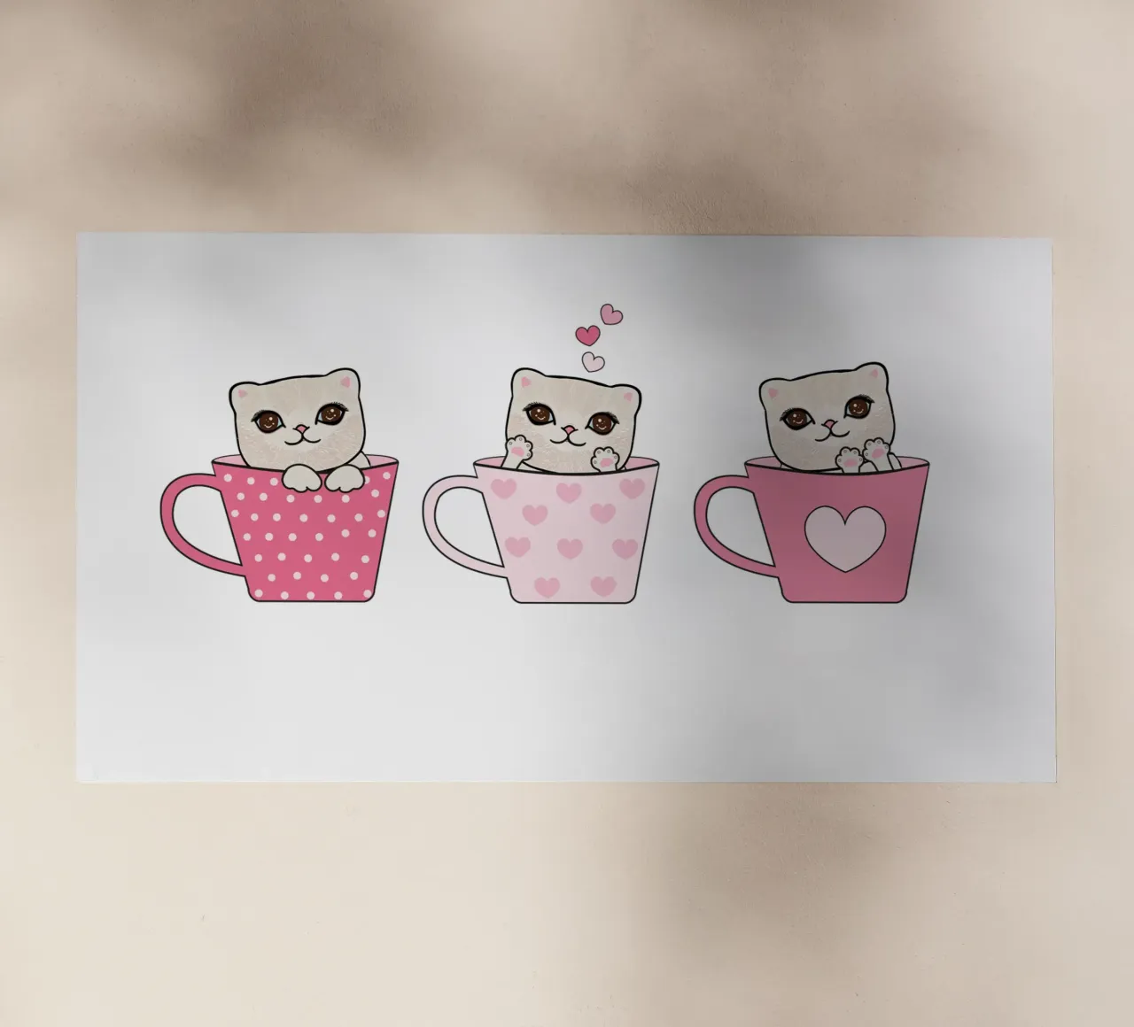 Simpatici gattini con tazze di caffè design di San Valentino pellicola backlit da gulsengunel