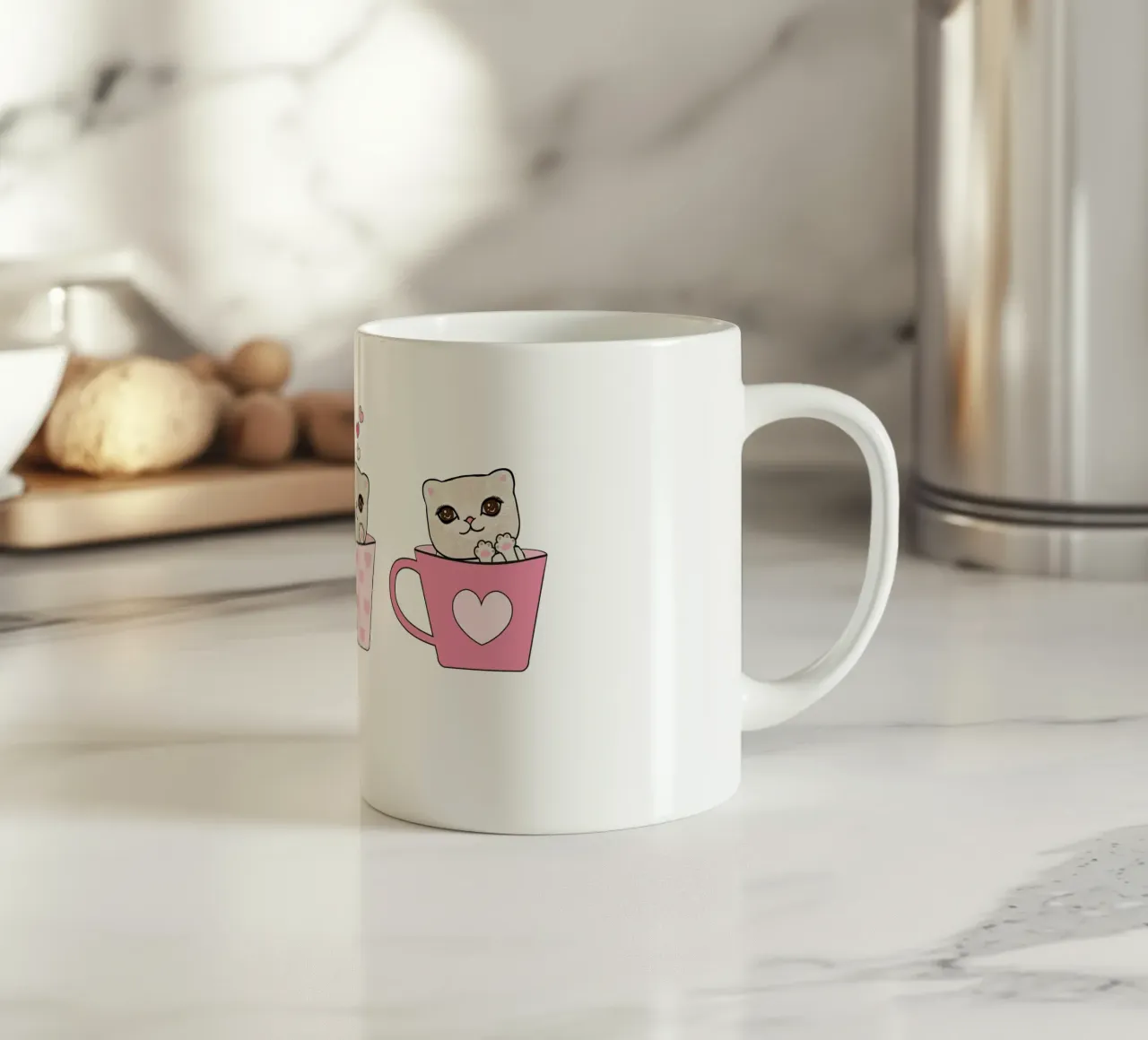 Simpatici gattini con tazze di caffè design di San Valentino tazza in ceramica da gulsengunel