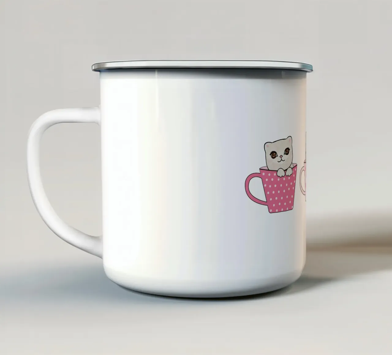 Simpatici gattini con tazze di caffè design di San Valentino tazza in smalto da gulsengunel