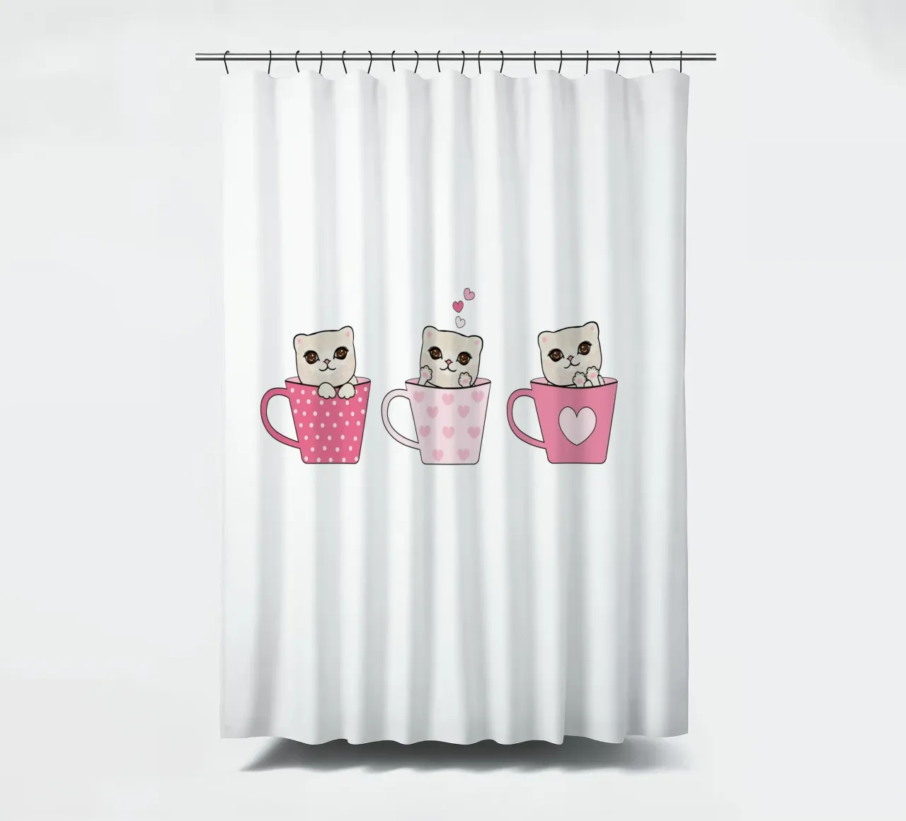 Simpatici gattini con tazze di caffè design di San Valentino tenda da doccia da gulsengunel