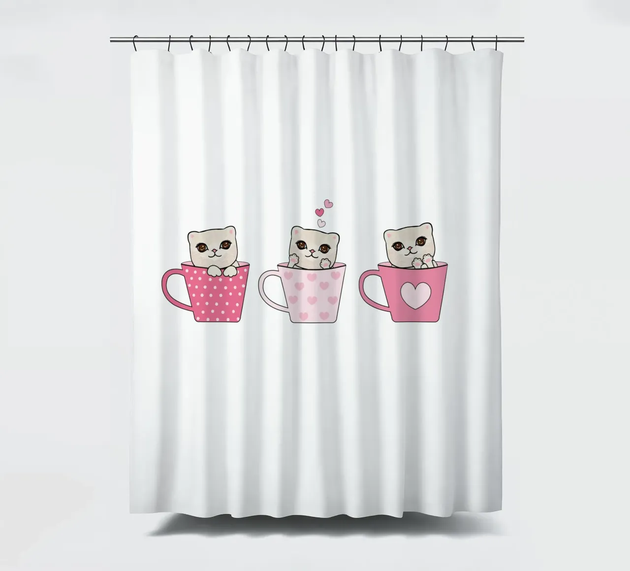 Simpatici gattini con tazze di caffè design di San Valentino tenda da doccia da gulsengunel