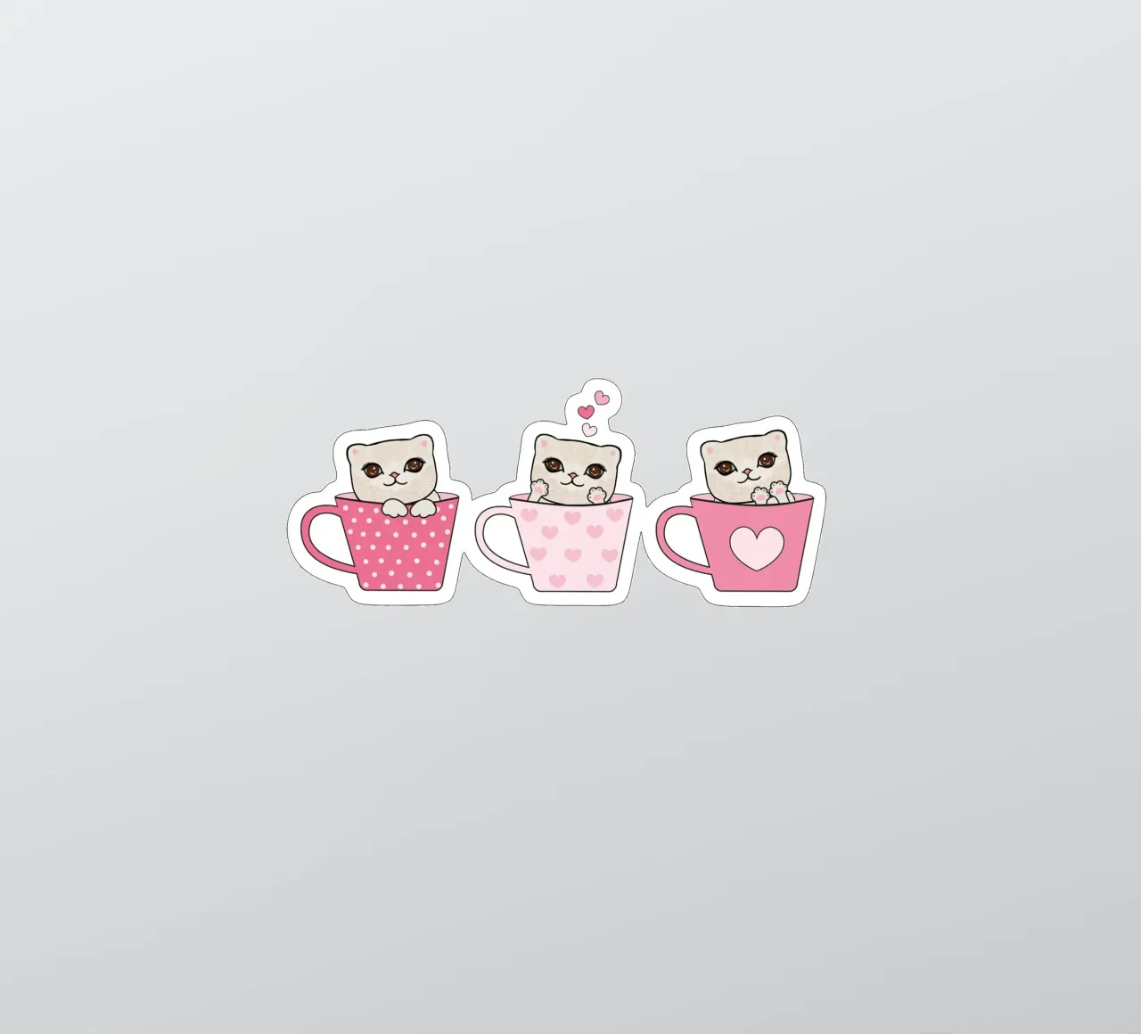 Simpatici gattini con tazze di caffè design di San Valentino adesivo da gulsengunel