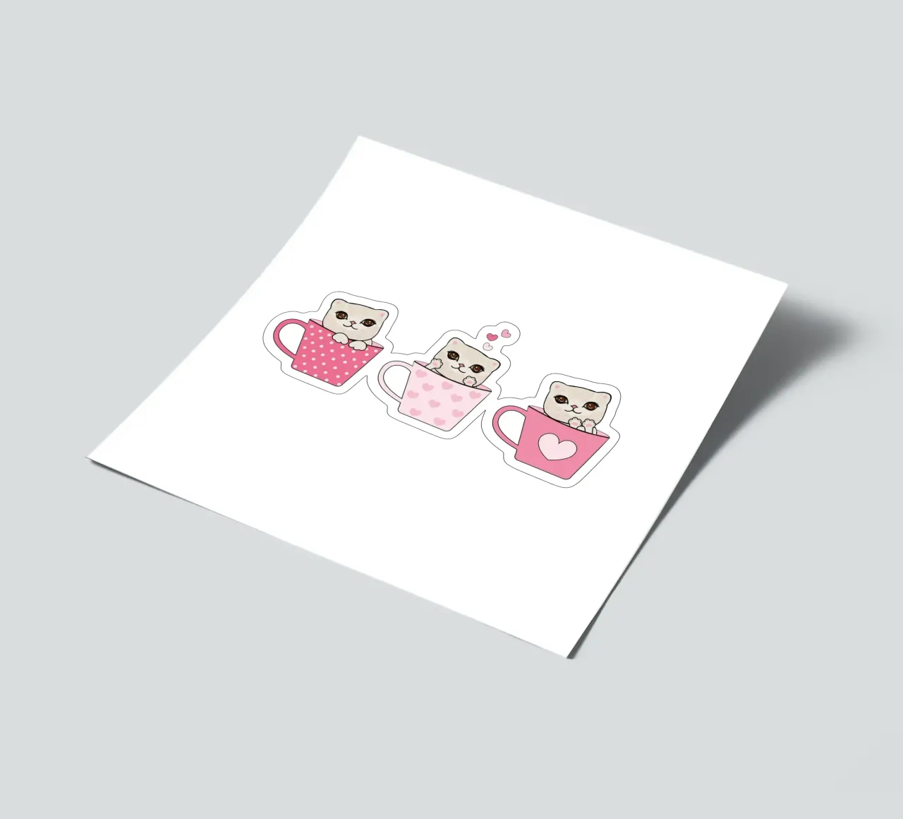 Simpatici gattini con tazze di caffè design di San Valentino foglio adesivo da gulsengunel