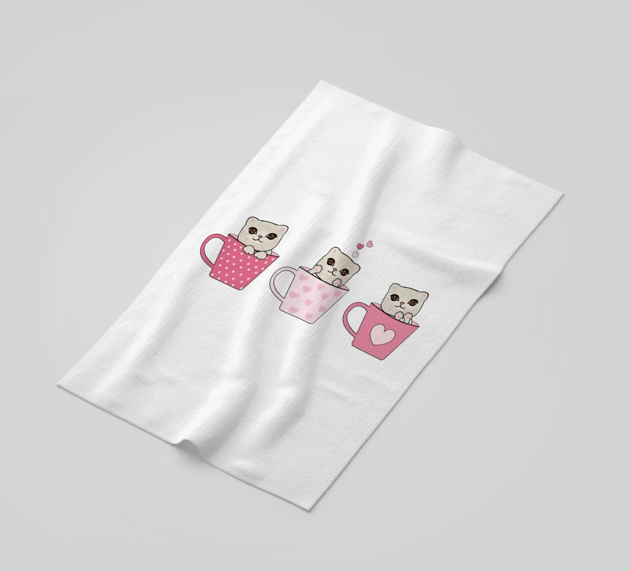 Simpatici gattini con tazze di caffè design di San Valentino telo mare da gulsengunel