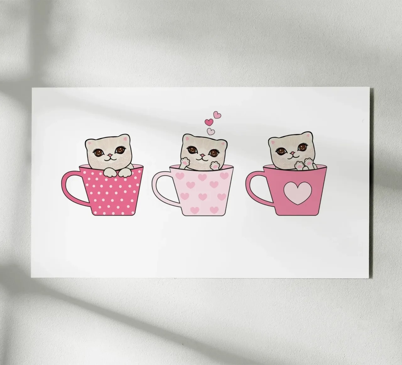 Simpatici gattini con tazze di caffè design di San Valentino alluminio dibond da gulsengunel