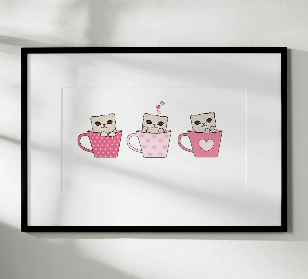 Simpatici gattini con tazze di caffè design di San Valentino carta hahnemühle da gulsengunel