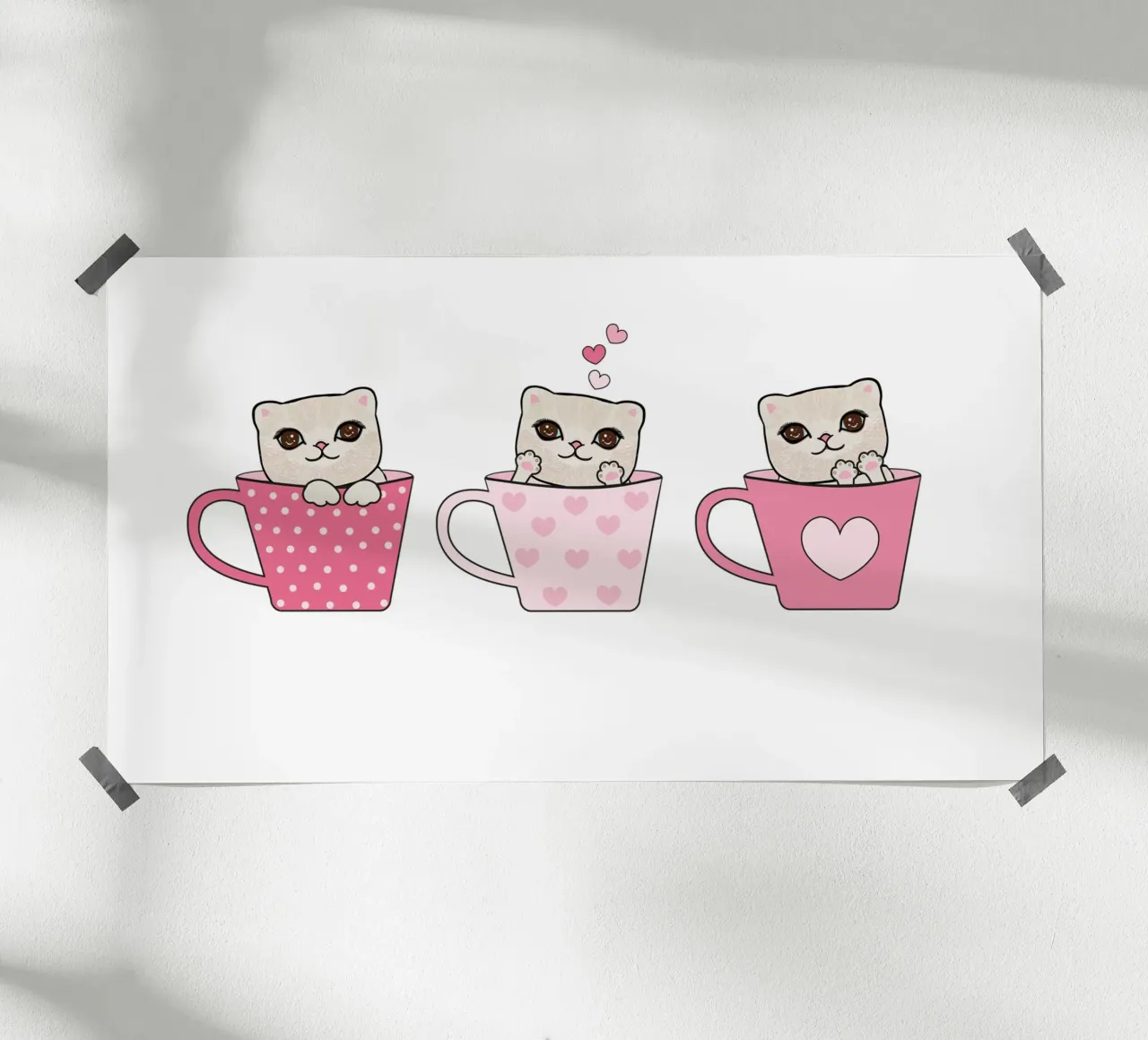 Simpatici gattini con tazze di caffè design di San Valentino carta hahnemühle da gulsengunel