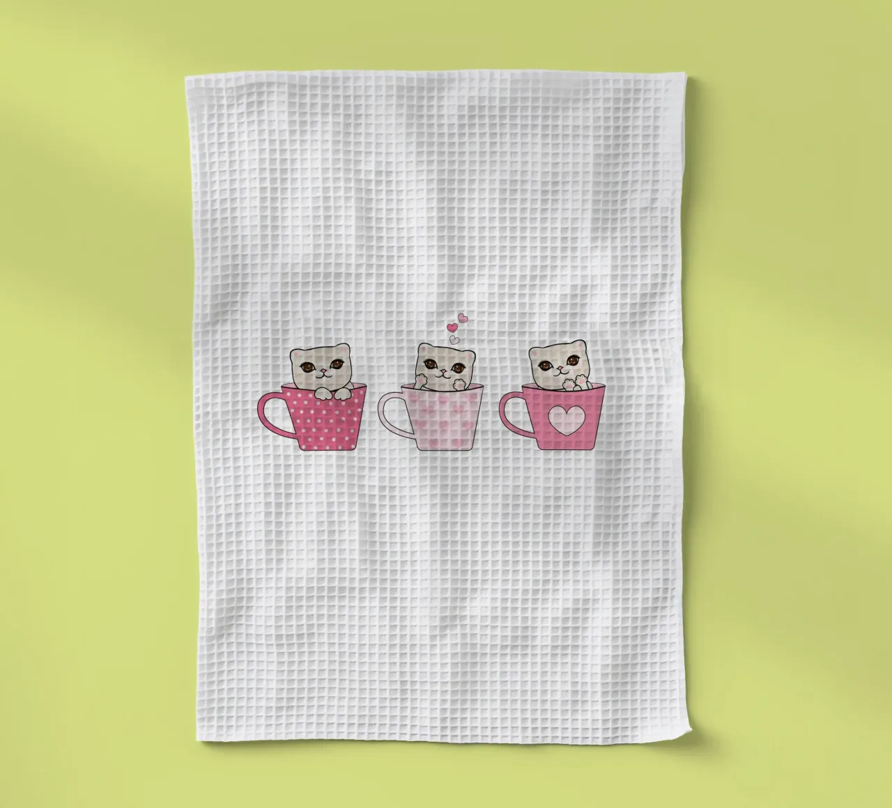 Simpatici gattini con tazze di caffè design di San Valentino canovaccio da cucina da gulsengunel