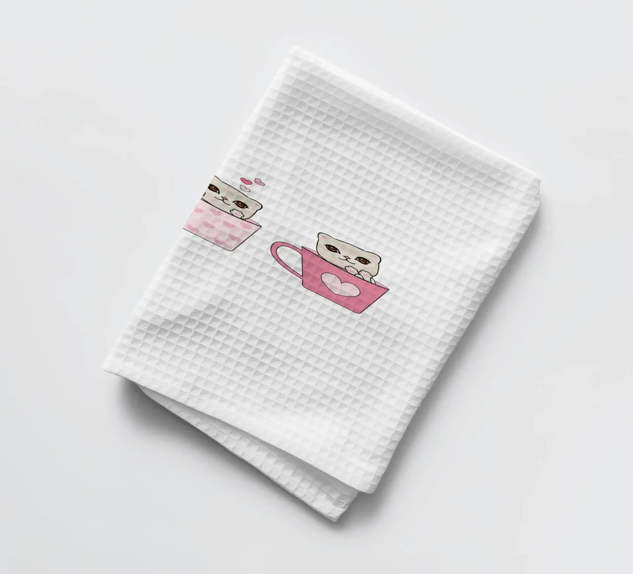 Simpatici gattini con tazze di caffè design di San Valentino canovaccio da cucina da gulsengunel
