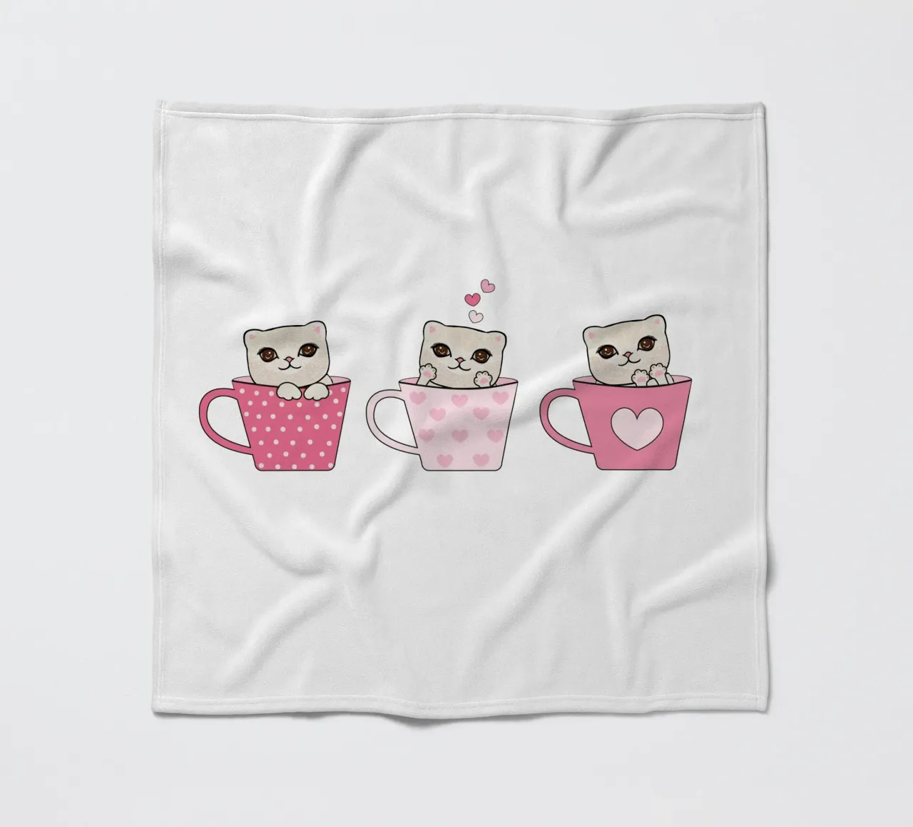 Simpatici gattini con tazze di caffè design di San Valentino coperta in pile da gulsengunel