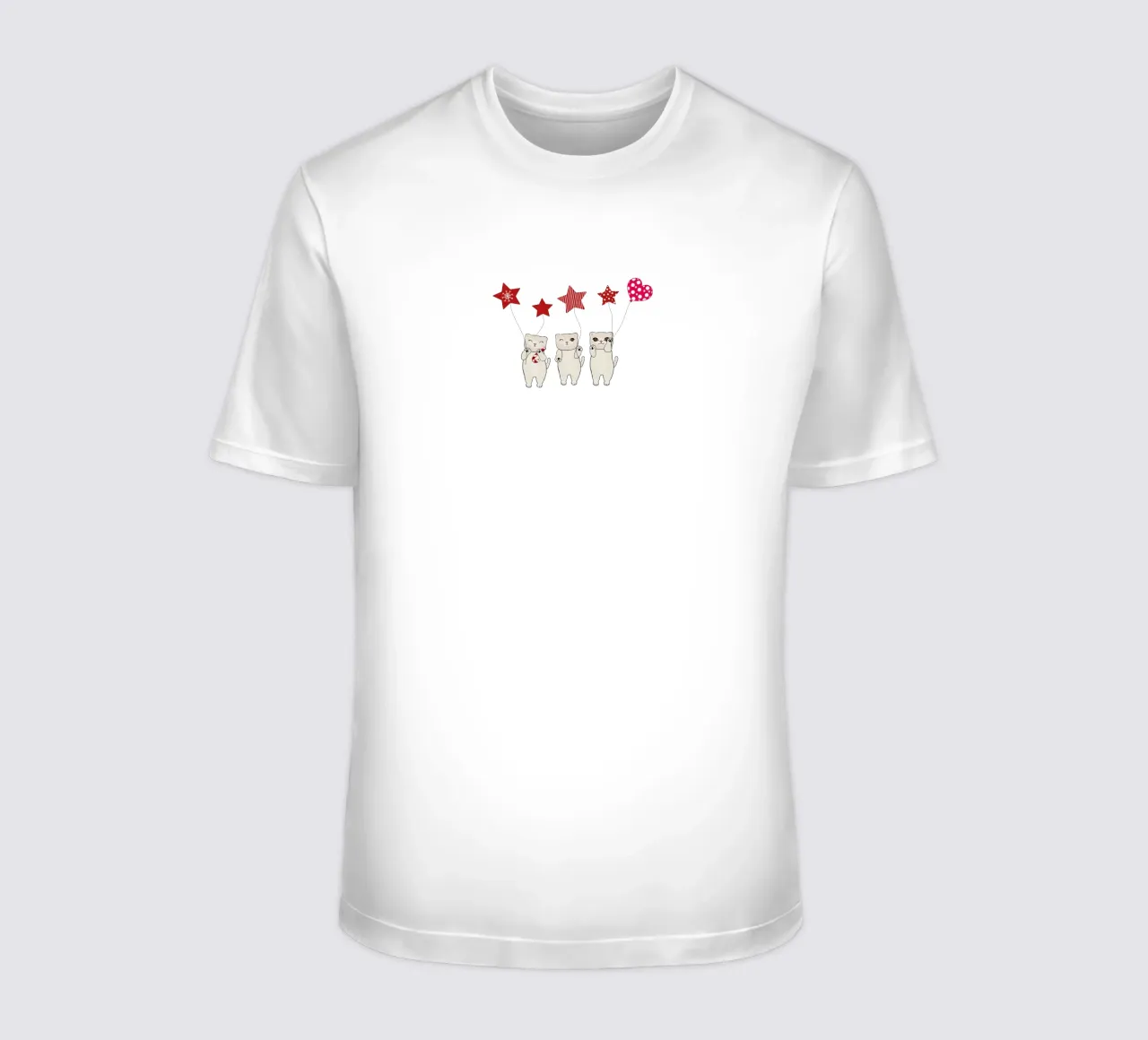 Gatti carini con palloncini a forma di cuore e stelle t-shirt da gulsengunel