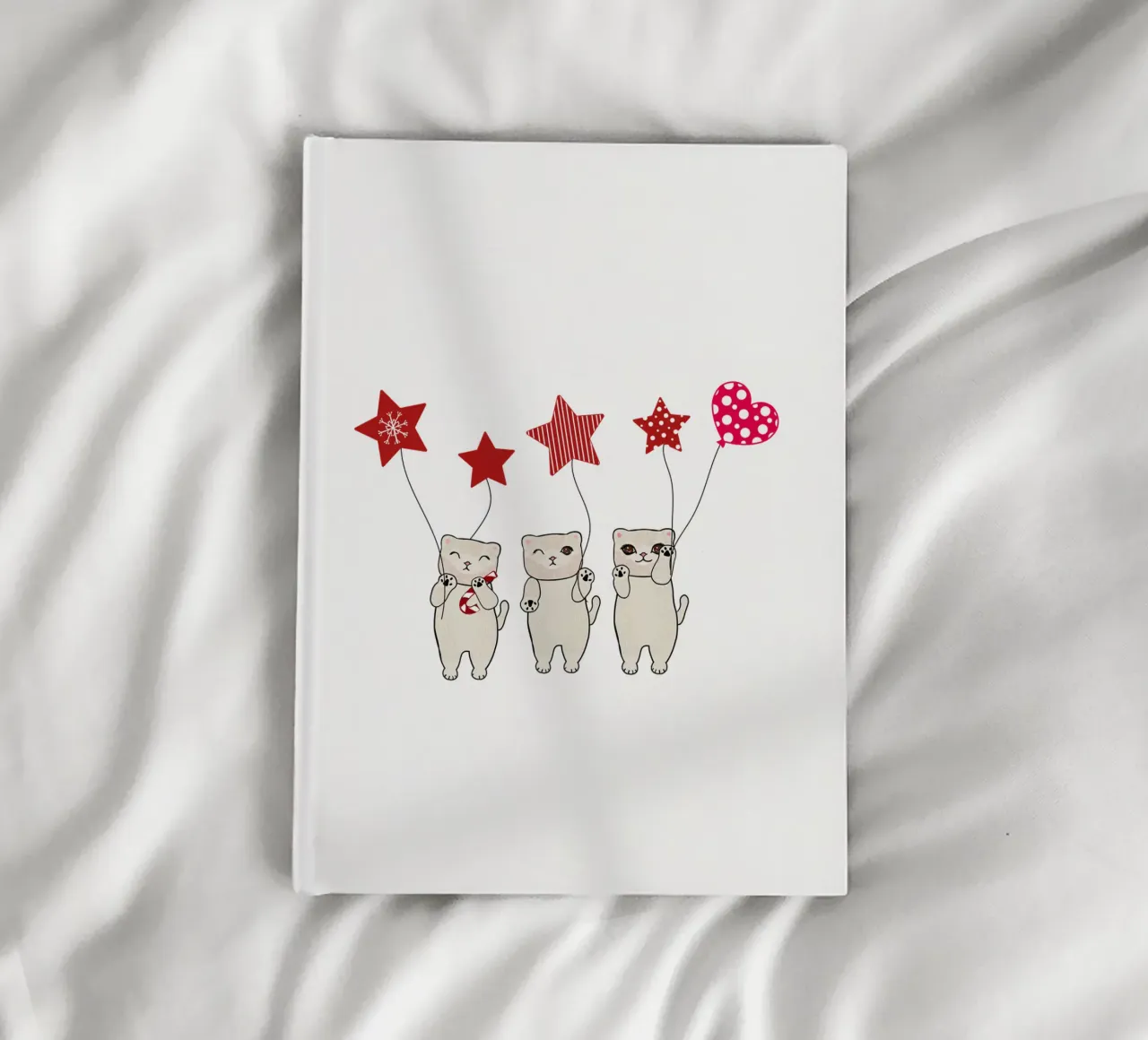 Cute cats with heart and stars balloon notebook by gulsengunel