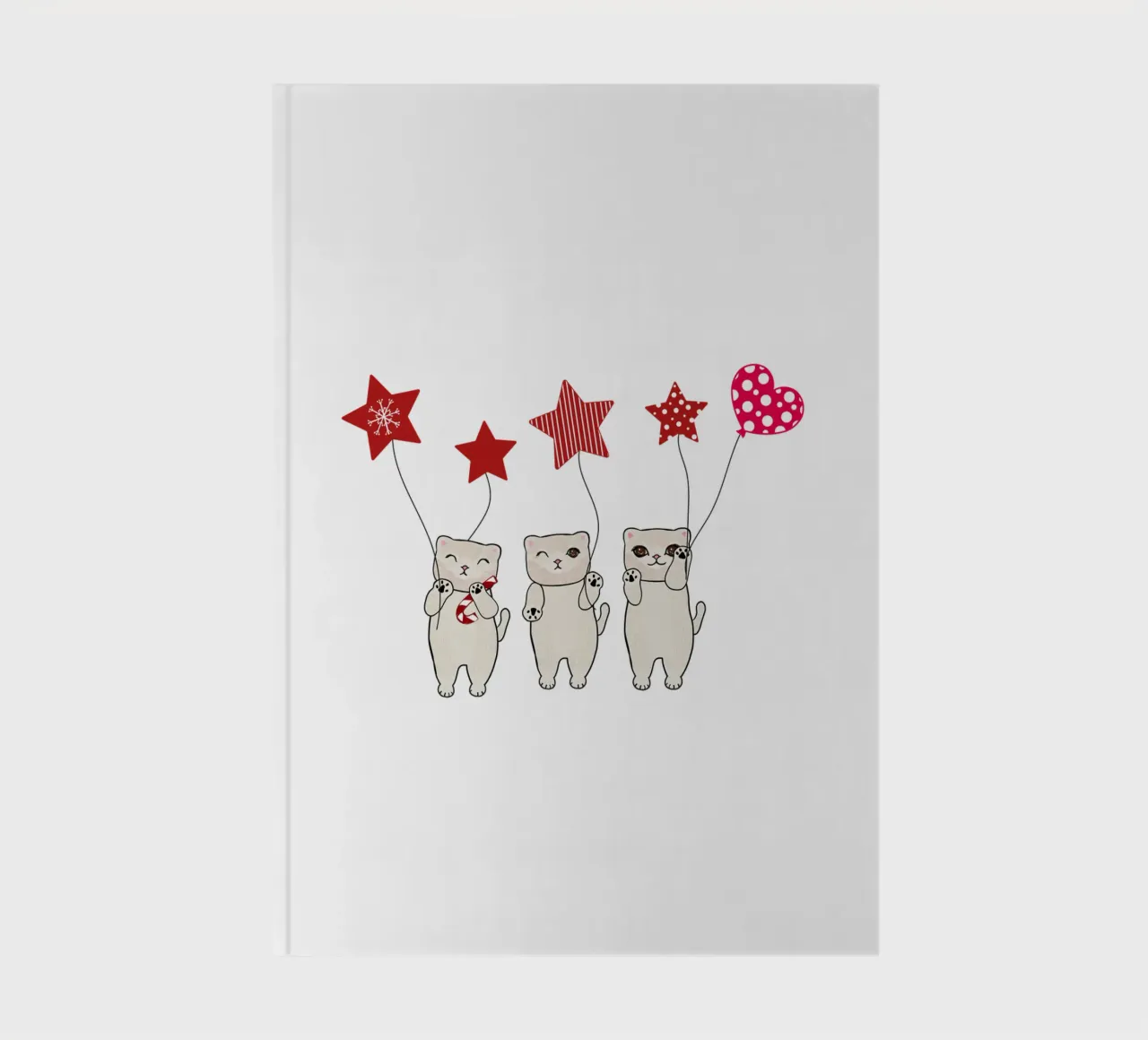 Cute cats with heart and stars balloon notebook by gulsengunel