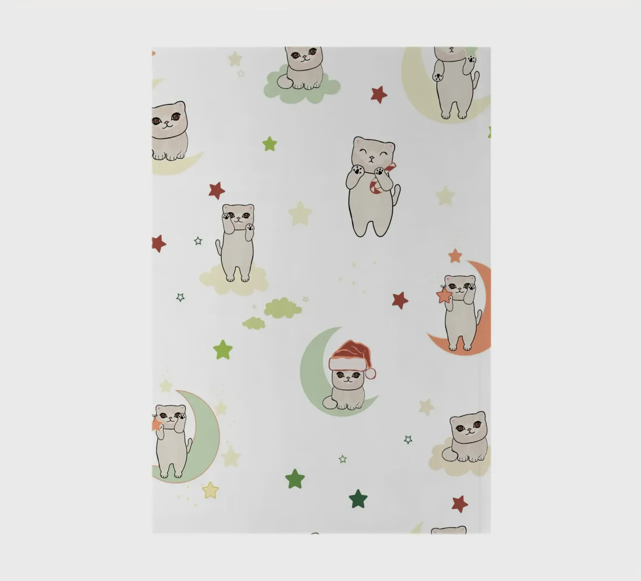 Moon and cats pattern white notebook by gulsengunel