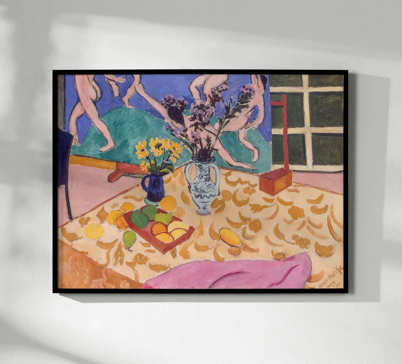 Matisse, Natura morta con danza poster con telaio in legno da Carinaprint