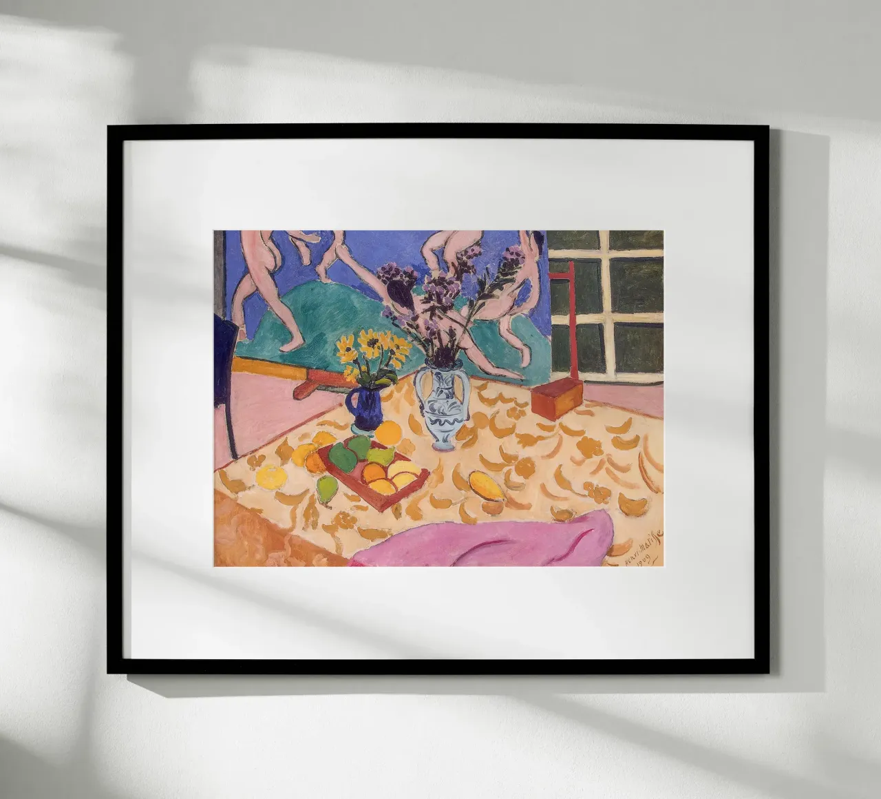 Matisse, Natura morta con danza poster con telaio in legno da Carinaprint