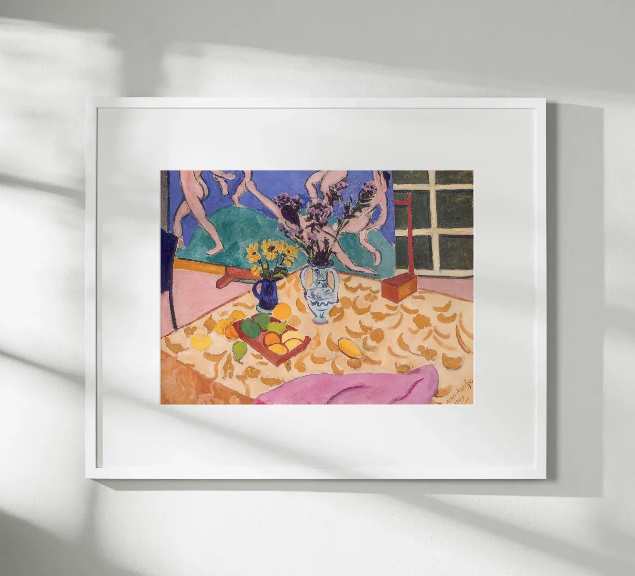 Matisse, Natura morta con danza poster con telaio in legno da Carinaprint