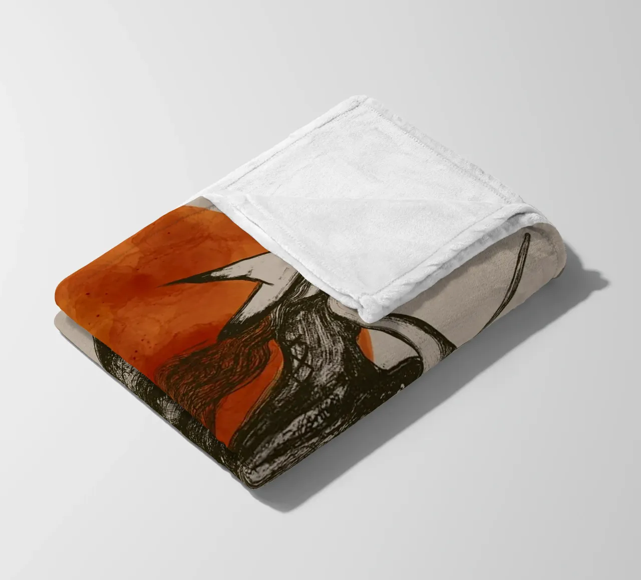 Strega volante con capelli lunghi davanti a una luna rossa coperta in pile da Lisa Jureczko Arts Illustration