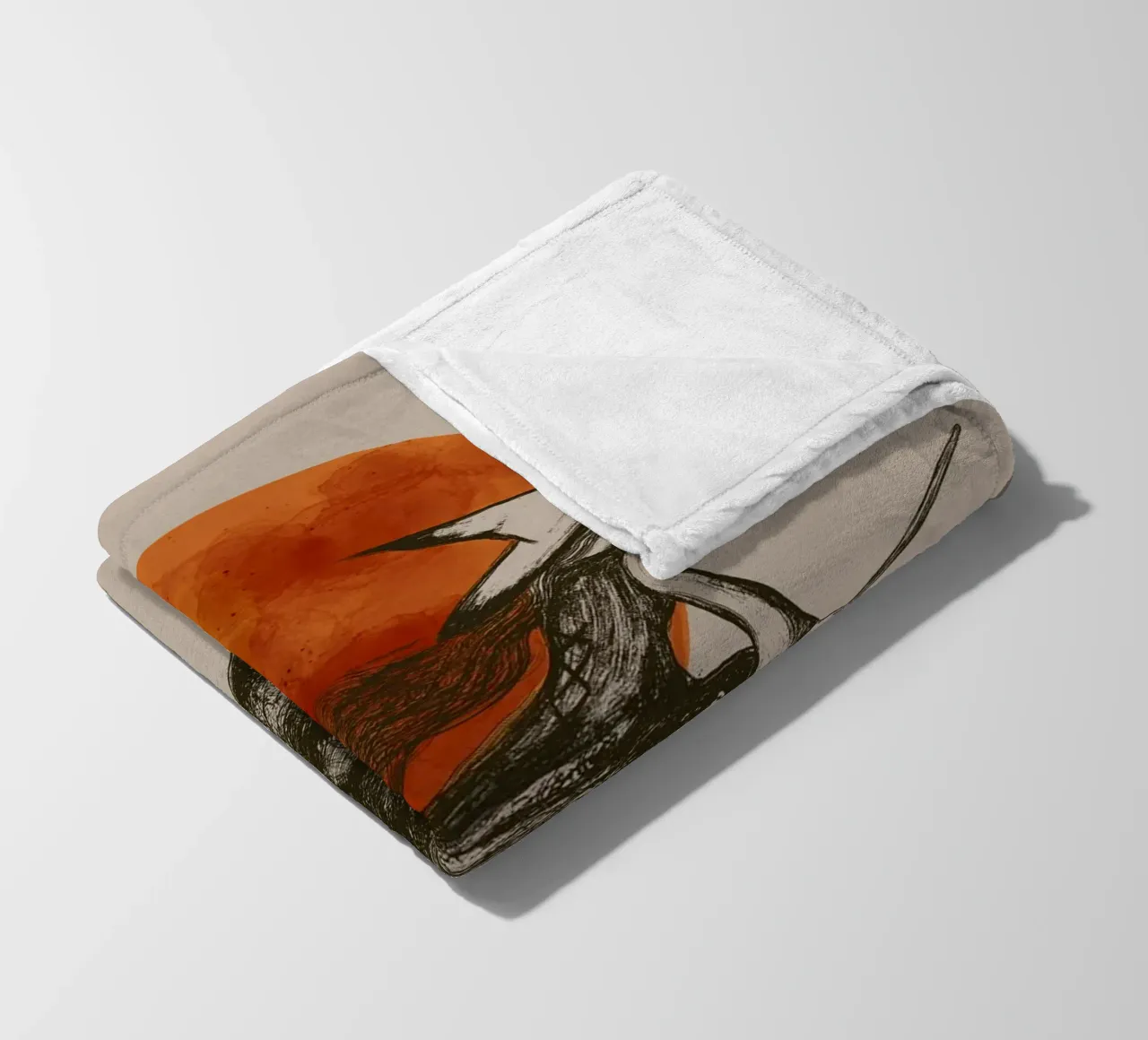 Strega volante con capelli lunghi davanti a una luna rossa coperta in pile da Lisa Jureczko Arts Illustration