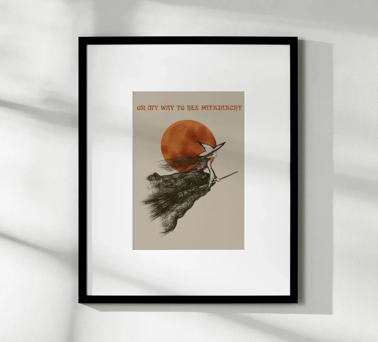 Fliegende Hexe - On my Way to hex Patriarchy poster con telaio in plastica da Lisa Jureczko Arts Illustration