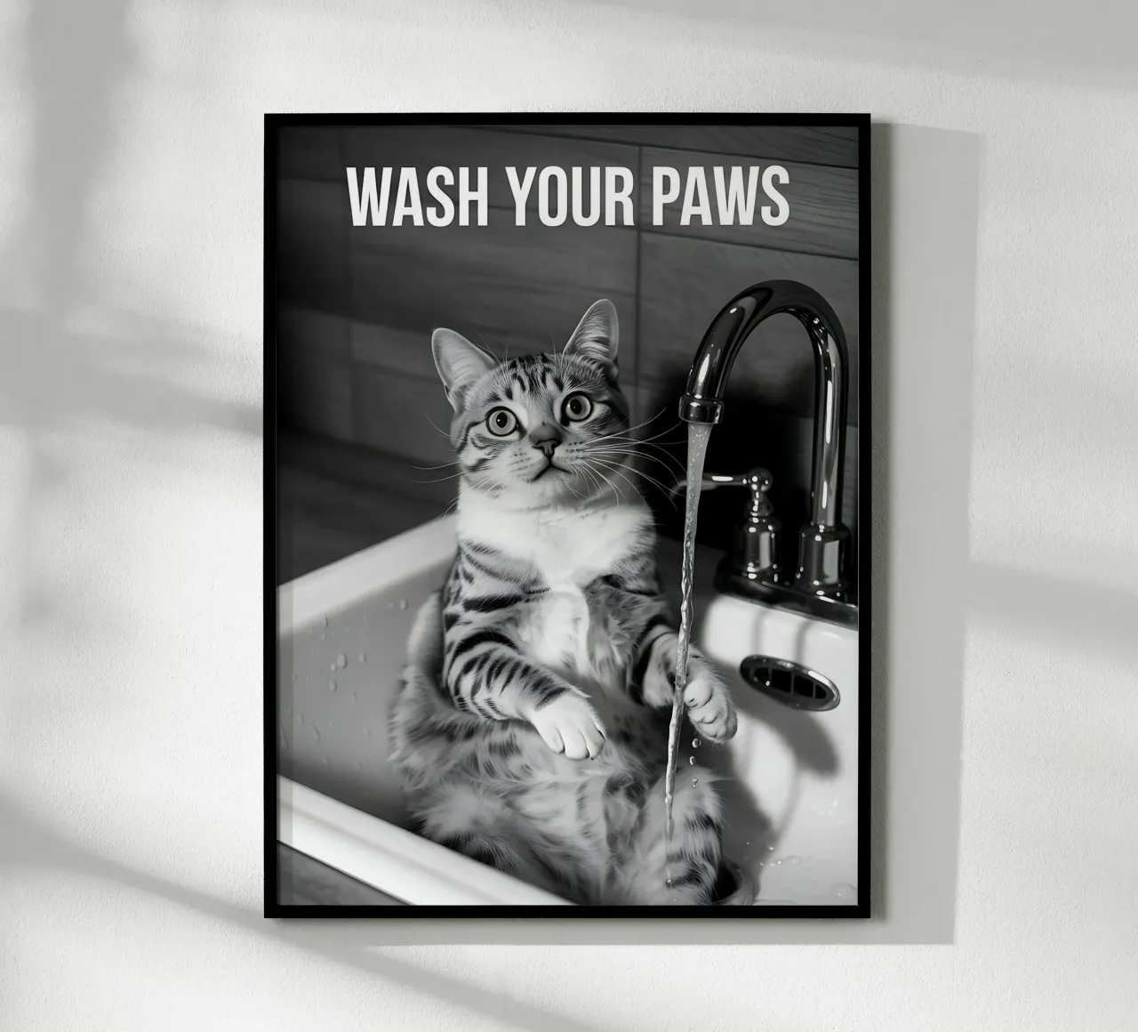 Niedliche Katze im Spülbecken - Wash Your Paws Poster von Plain Thoughts