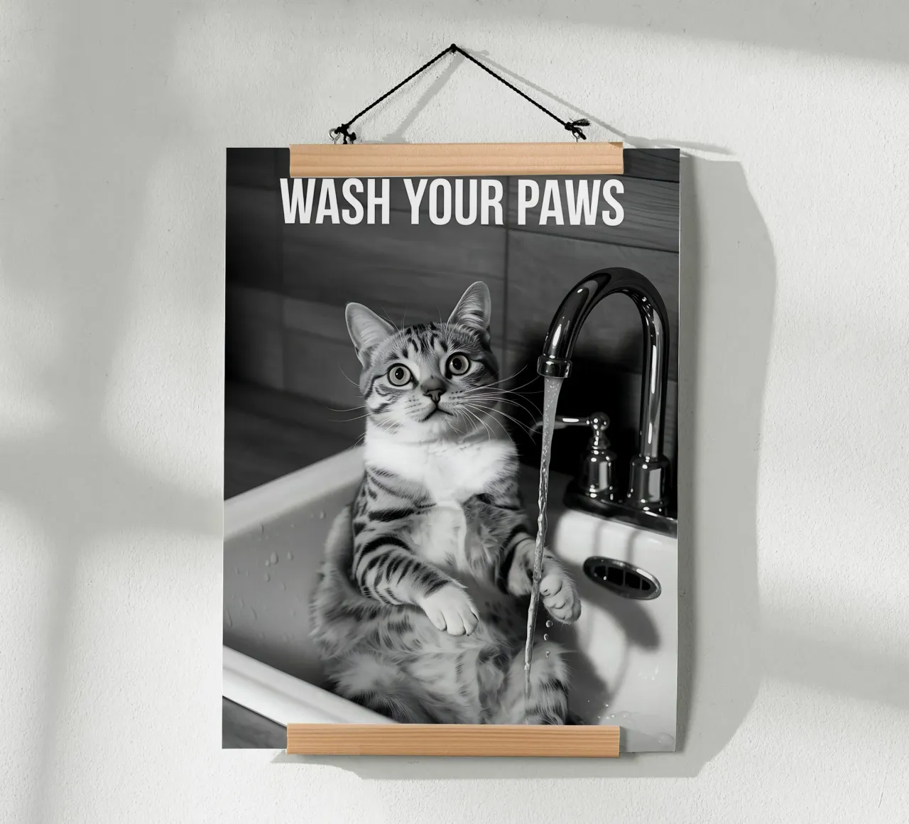 Niedliche Katze im Spülbecken - Wash Your Paws Poster von Plain Thoughts