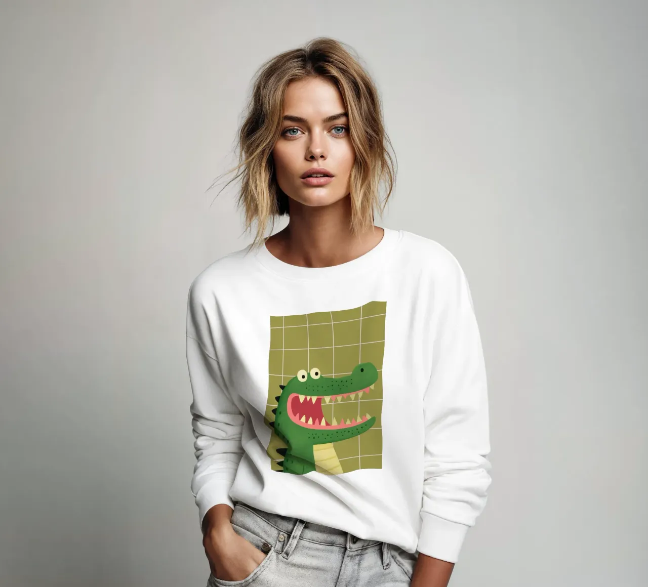 Playful Crocodile Illustration sweatshirt by Attaboy Dsgn
