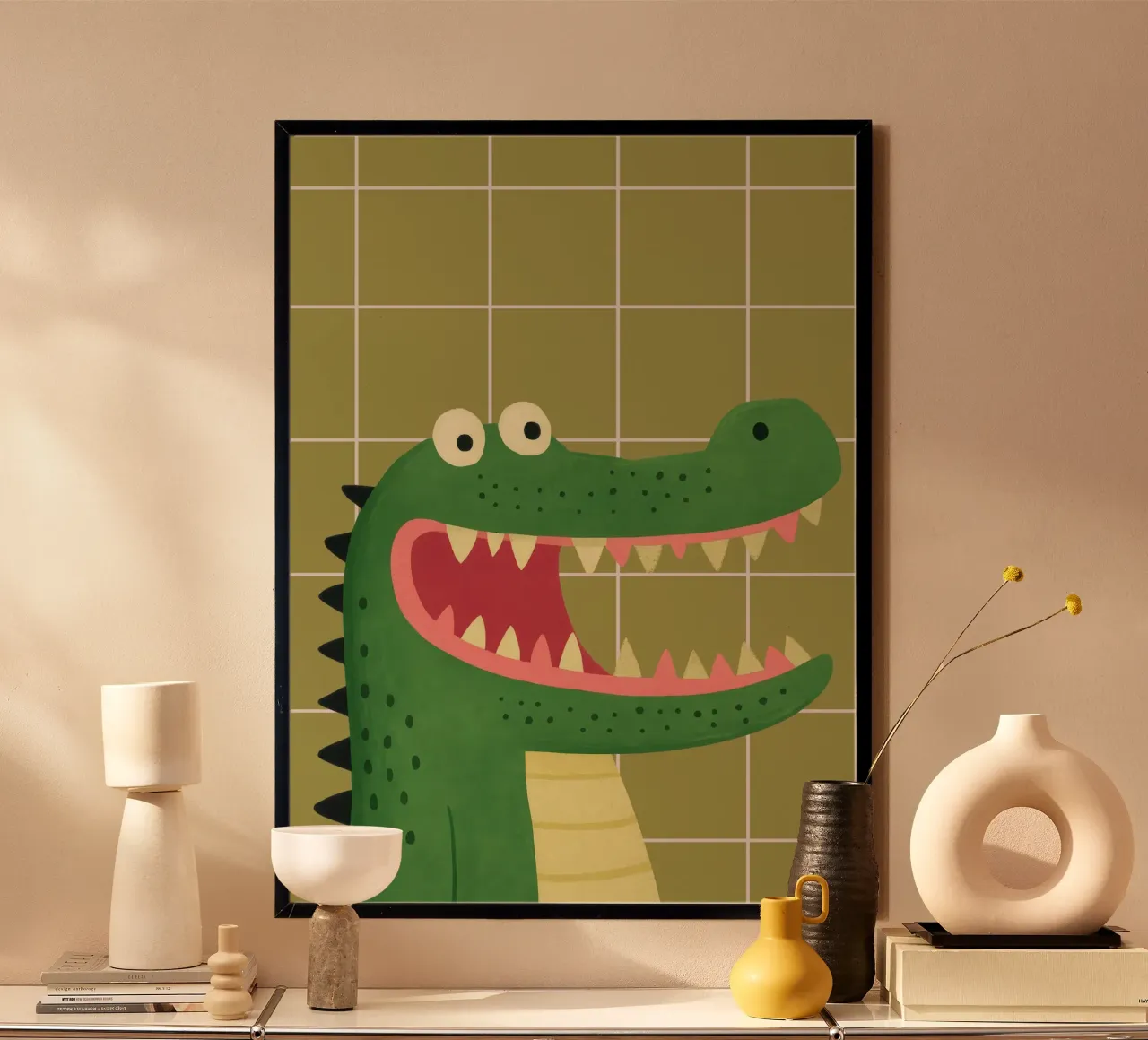Playful Crocodile Illustration Poster von Attaboy Dsgn