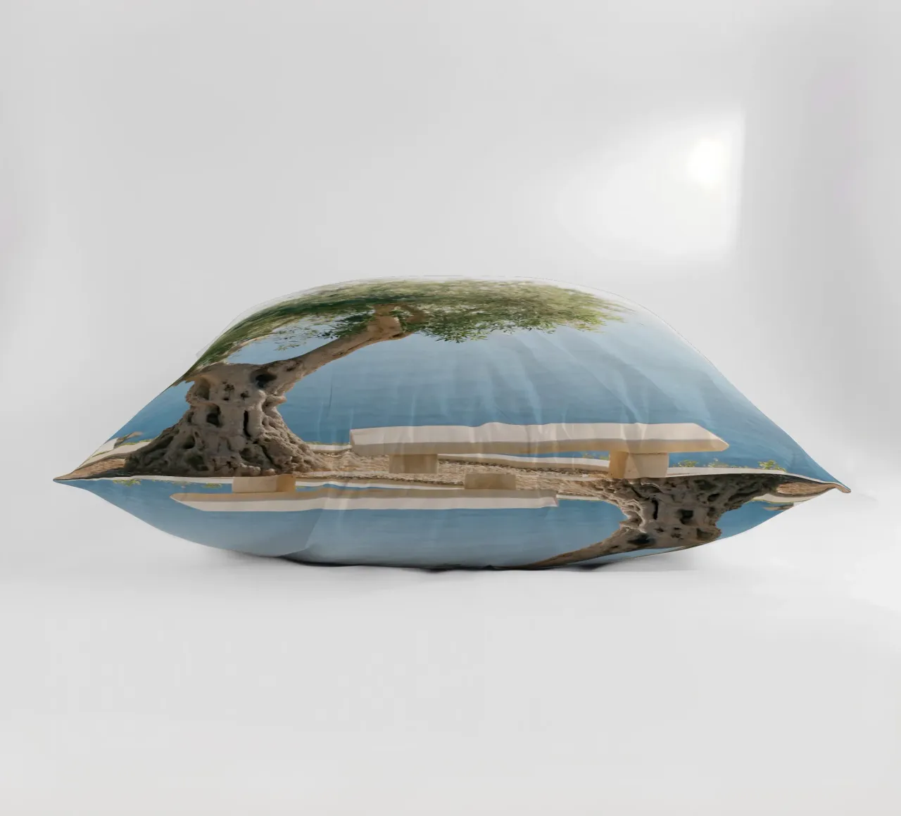 Mediterranean view under an olive tree decorative cushion by Casa Limon