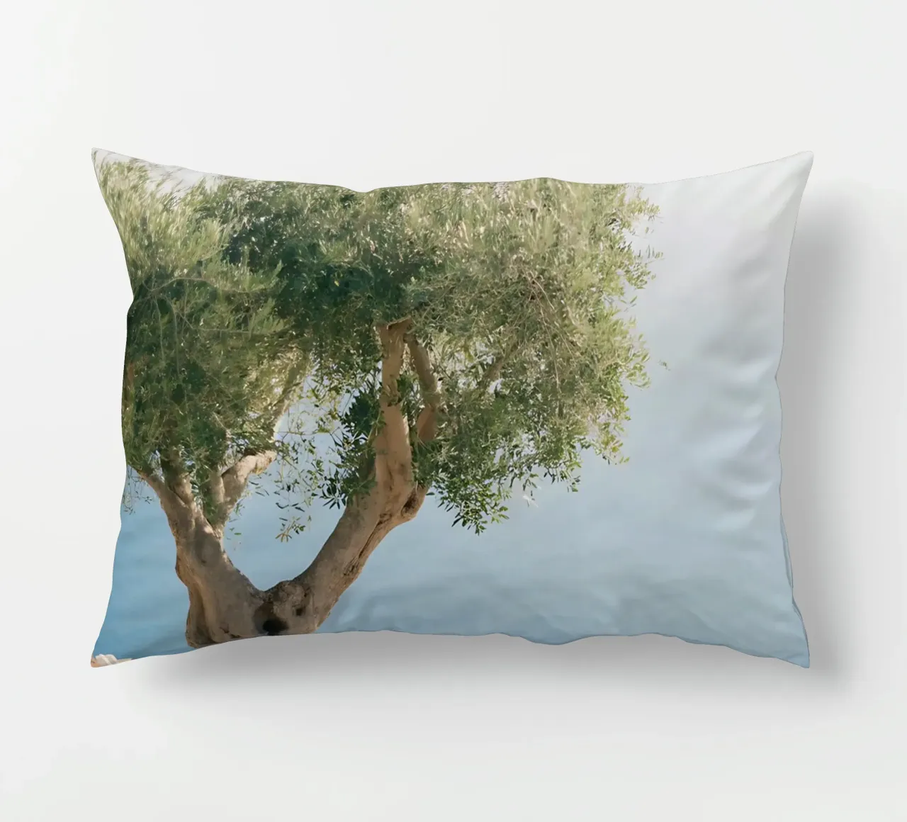 Mediterranean view under an olive tree decorative cushion by Casa Limon