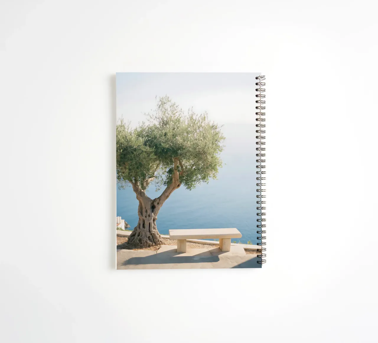 Mediterranean view under an olive tree spiral notebook by Casa Limon