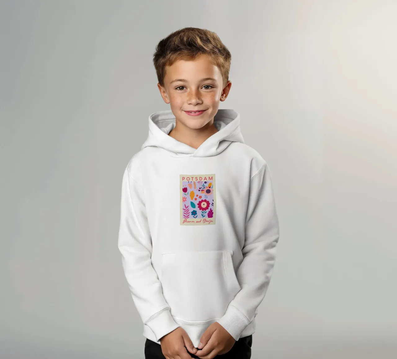 Piante e fiori di Potsdam - Stampa d'arte floreale colorata felpa bambino con cappuccio da homdeco