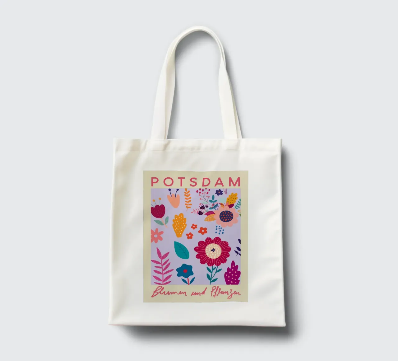 Piante e fiori di Potsdam - Stampa d'arte floreale colorata borsa in juta da homdeco