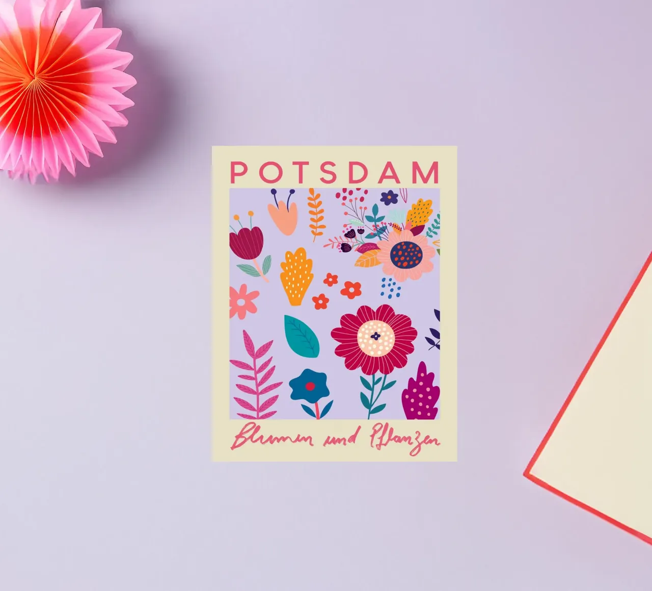 Piante e fiori di Potsdam - Stampa d'arte floreale colorata adesivo da homdeco