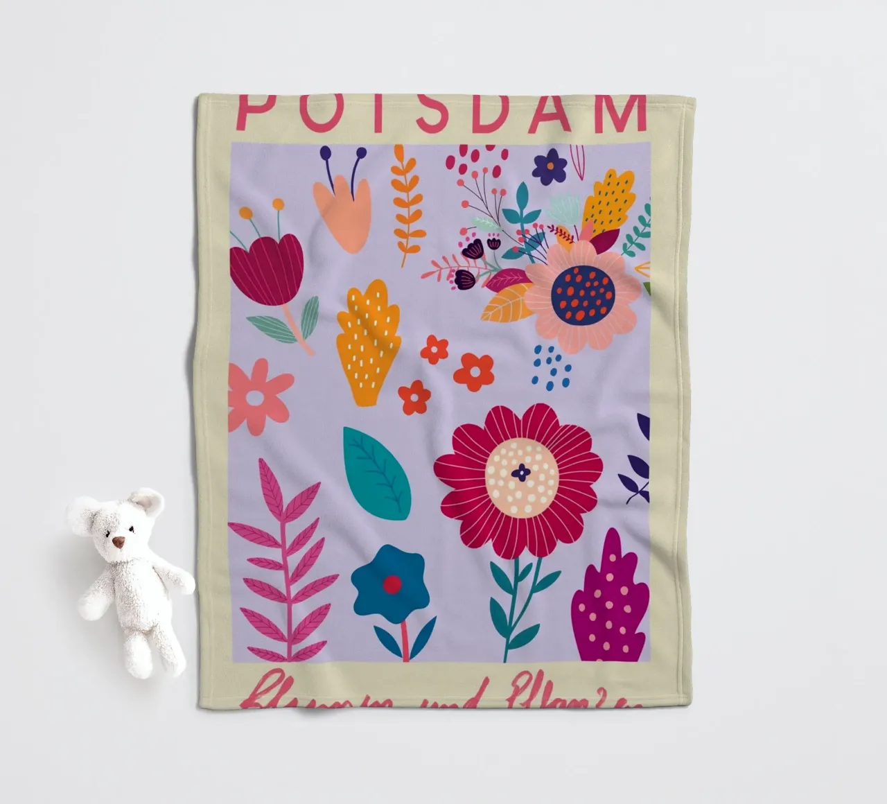 Piante e fiori di Potsdam - Stampa d'arte floreale colorata coperta in pile da homdeco
