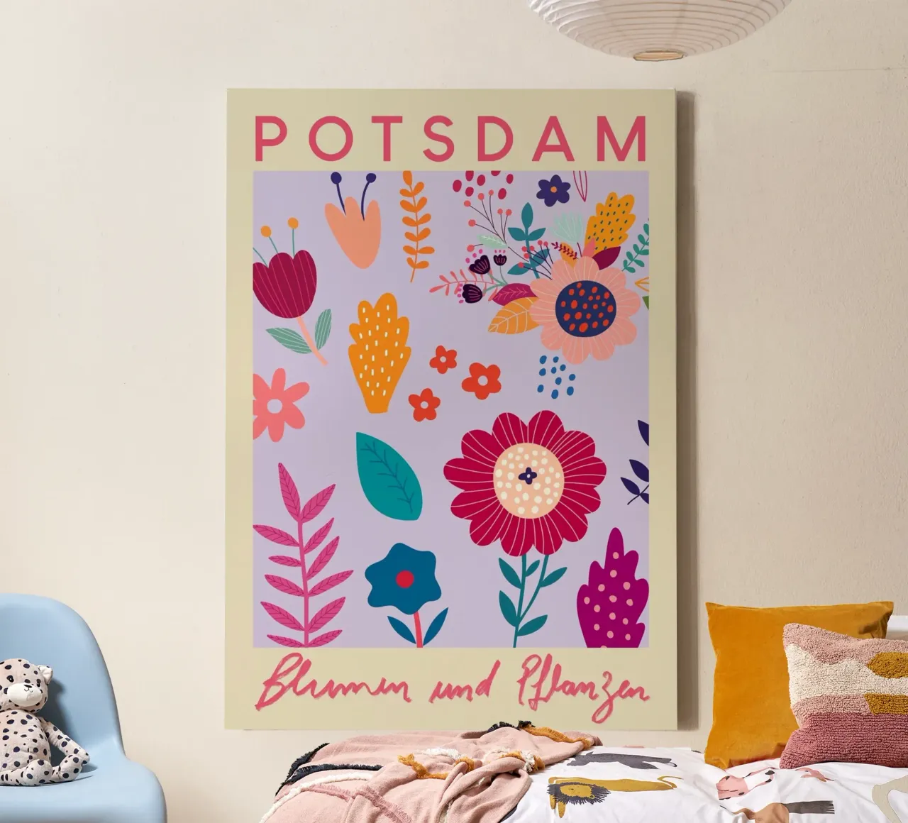 Piante e fiori di Potsdam - Stampa d'arte floreale colorata tela da homdeco
