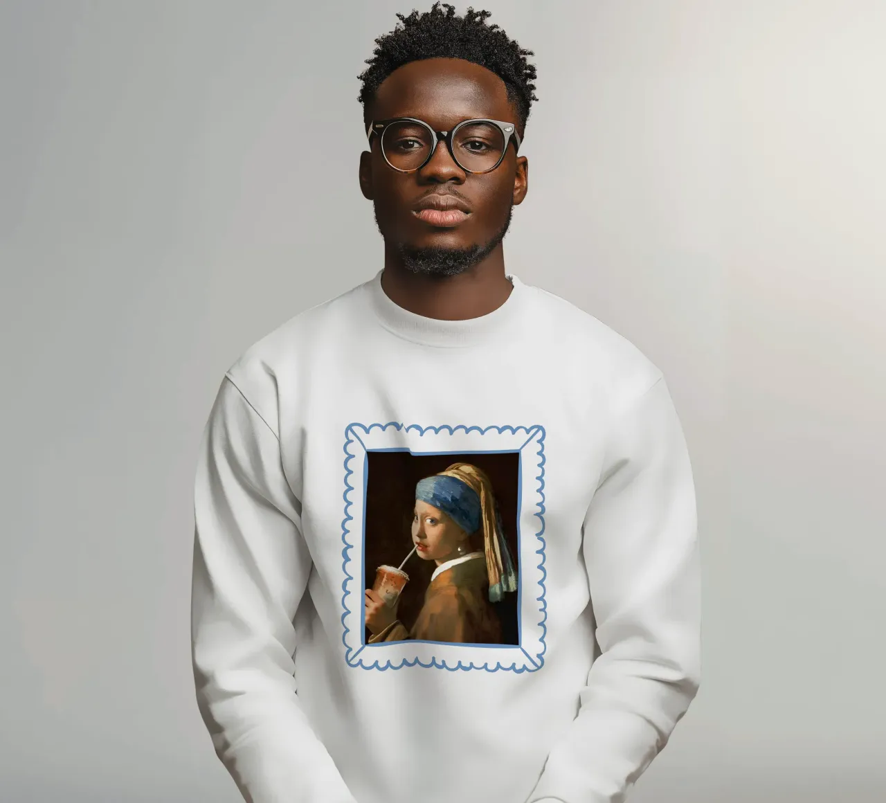 Girl with iced coffee sweatshirt by Jonas Loose