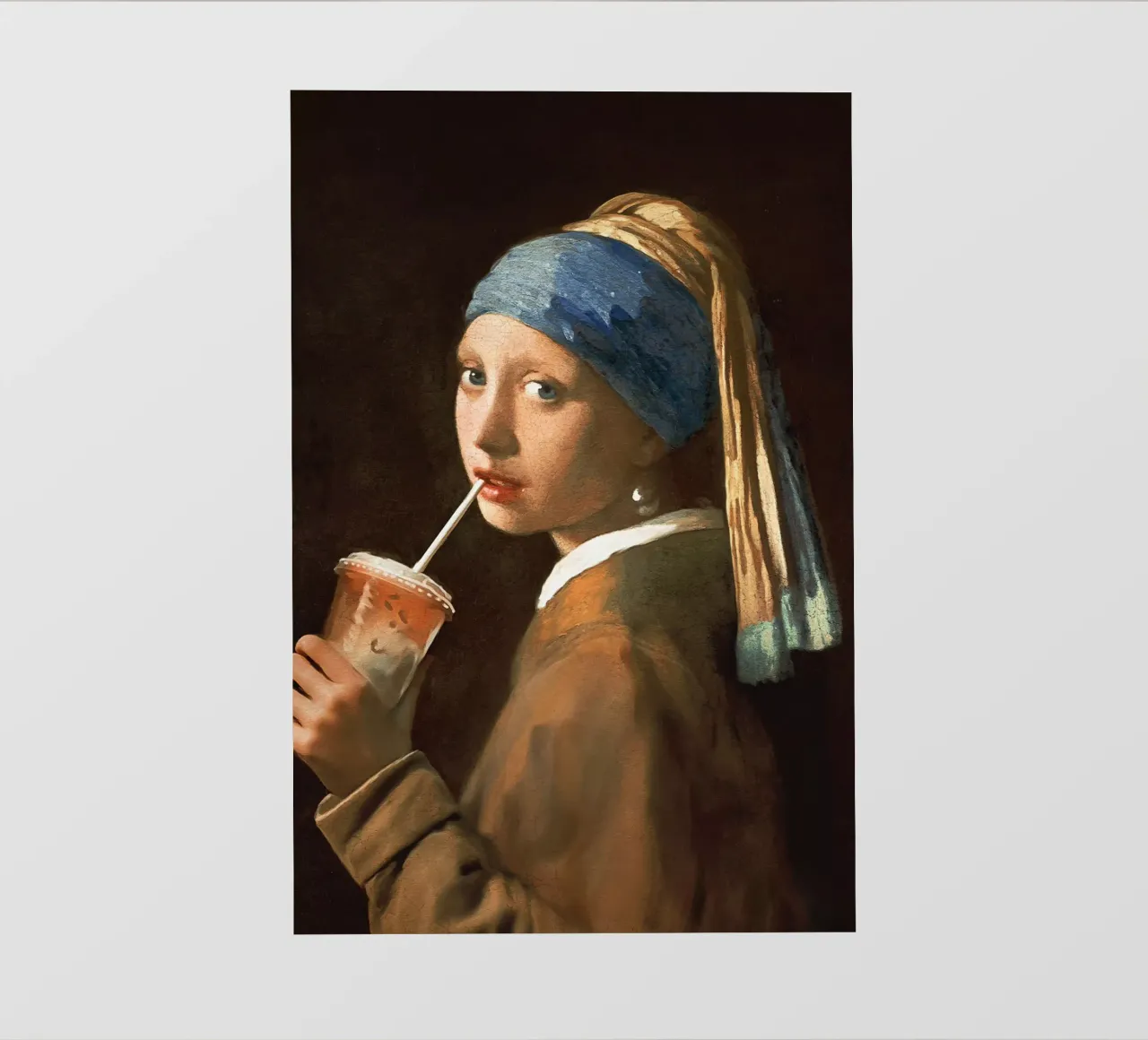 Girl with iced coffee pvc cover by Jonas Loose