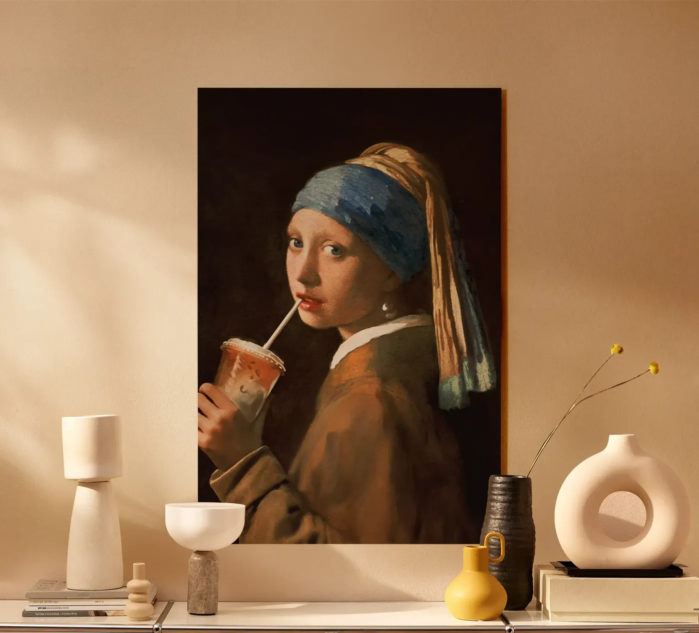 Mädchen mit Eiskaffee Acryl-Glas von Jonas Loose