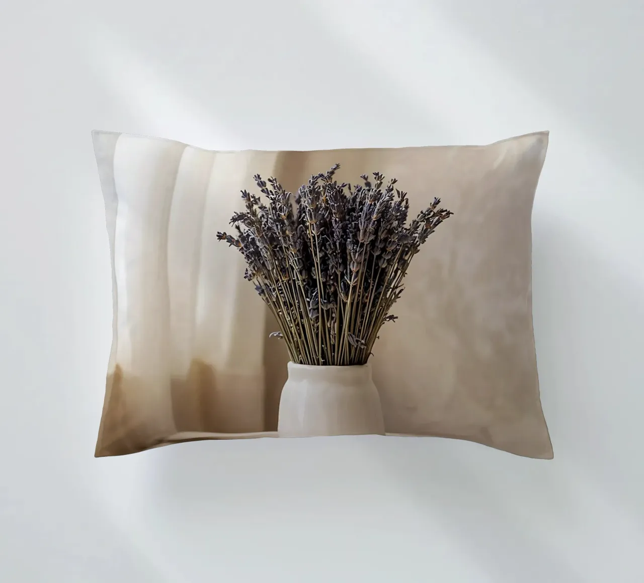 Bouquet of dried lavender in ceramic vase decorative cushion by Casa Limon