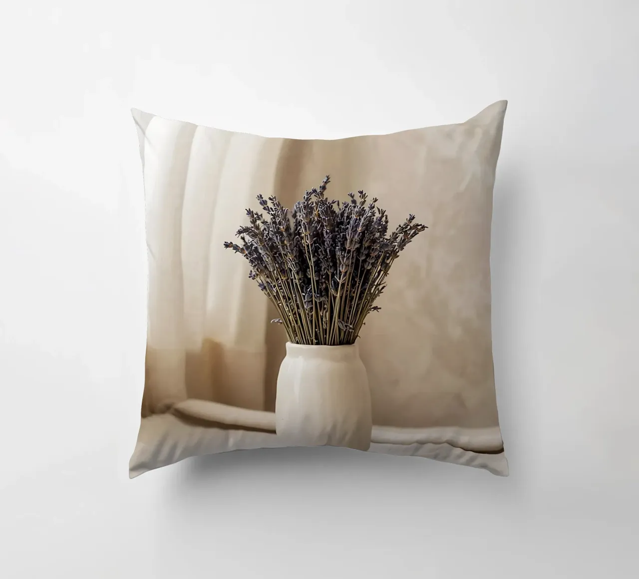 Bouquet of dried lavender in ceramic vase decorative cushion by Casa Limon