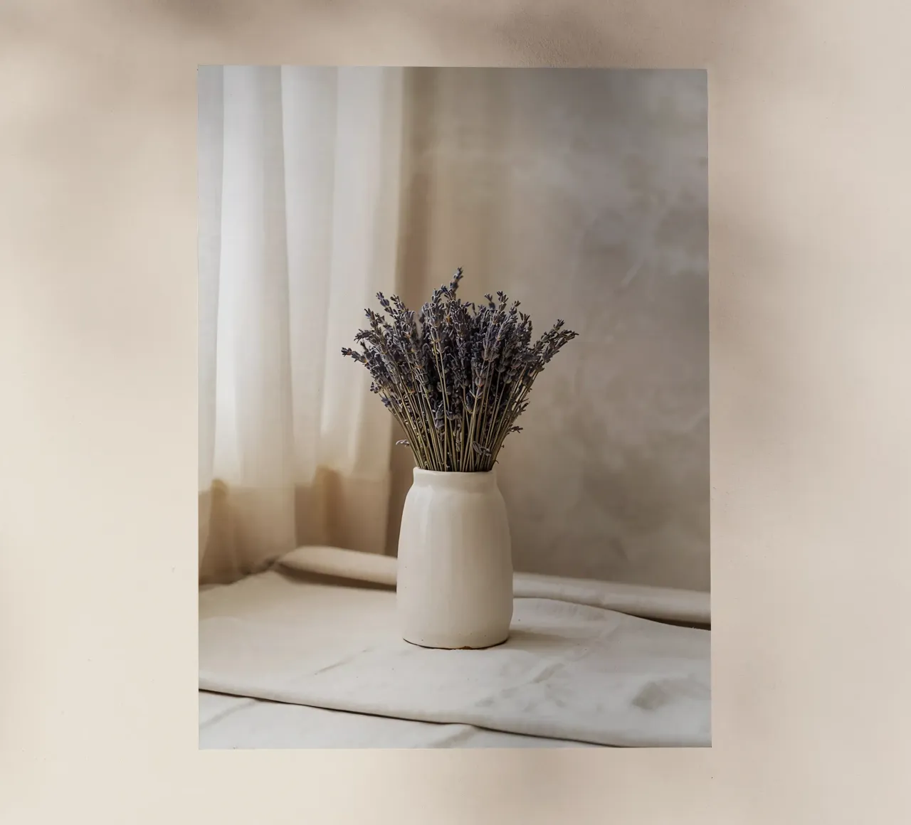 Bouquet of dried lavender in ceramic vase backlit film by Casa Limon